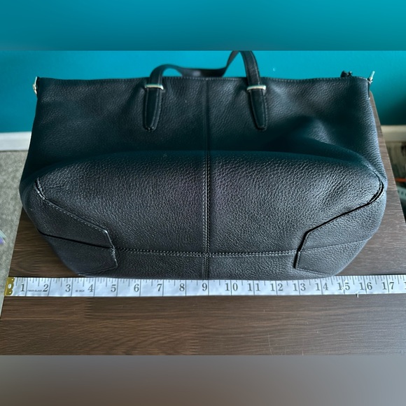 COACH Handbag Bleeker Cooper Satchel Tote Bag Black Pebbled Leather - Picture 8 of 15